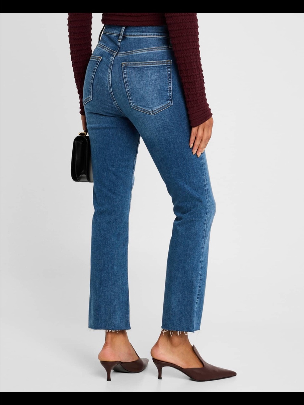 FRAME Le High Straight High Rise Raw Hem Jeans Blue Size 28